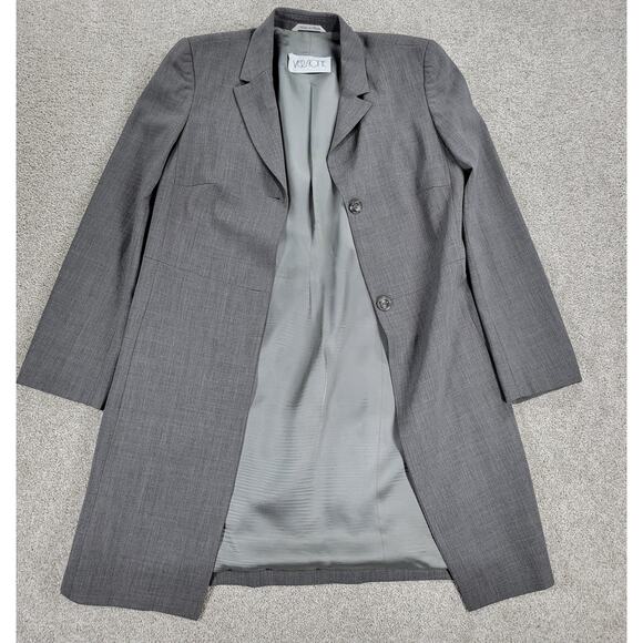 Versione Longline Trench Suit Jacket Womens 4 Gray Wool Lightweight Career Italy - Picture 4 of 16